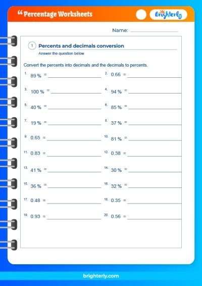 Free Printable Percentage Worksheets PDFs Brighterly