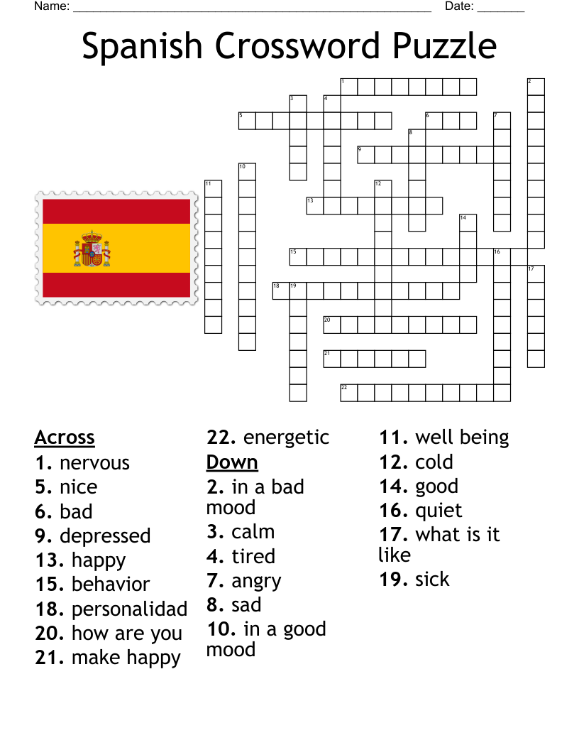 Free Printable Spanish Crossword Puzzles