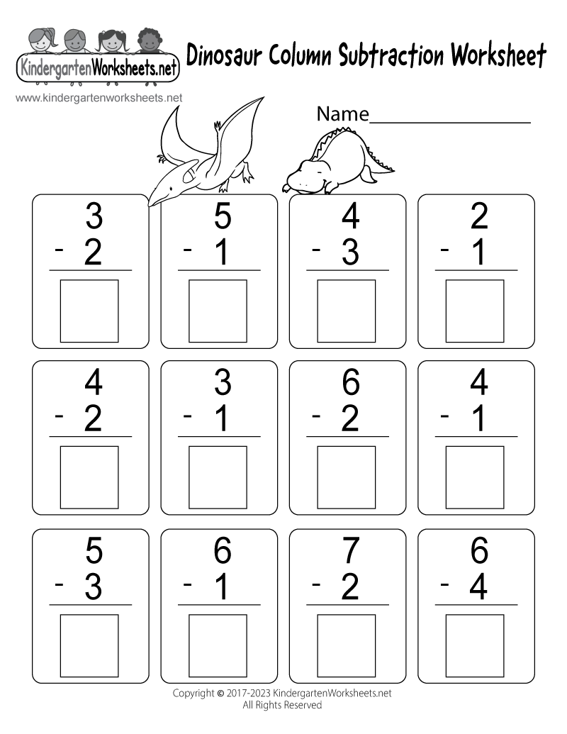 Free Printable Subtraction Quiz Worksheet For Kindergarten