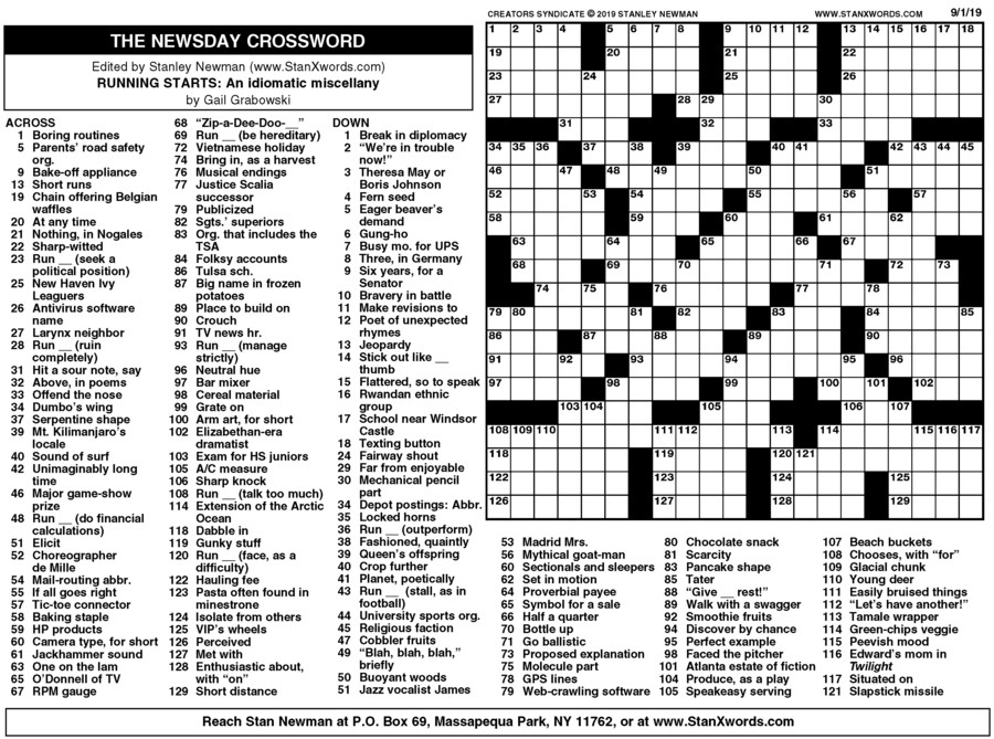 Free Sunday Crossword Puzzles Printable