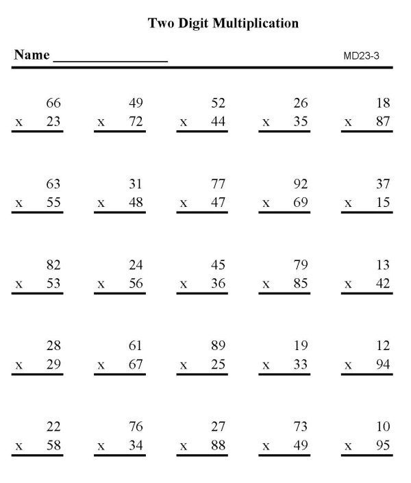 Free Two Digit Multiplication Worksheets Worksheets Master