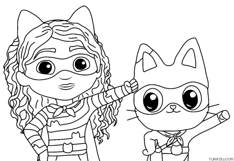 Funny Gabby Dollhouse Coloring Page Turkau