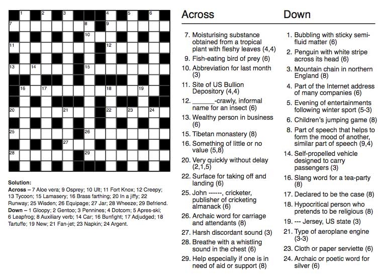 General Knowledge Crossword Puzzles Printable