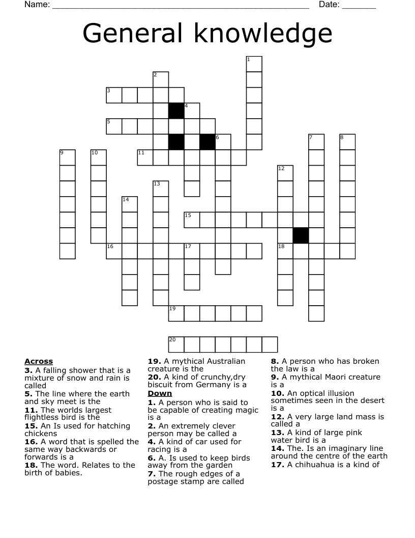 General Knowledge Easy Crossword Puzzles Printable Cr Vrogue co