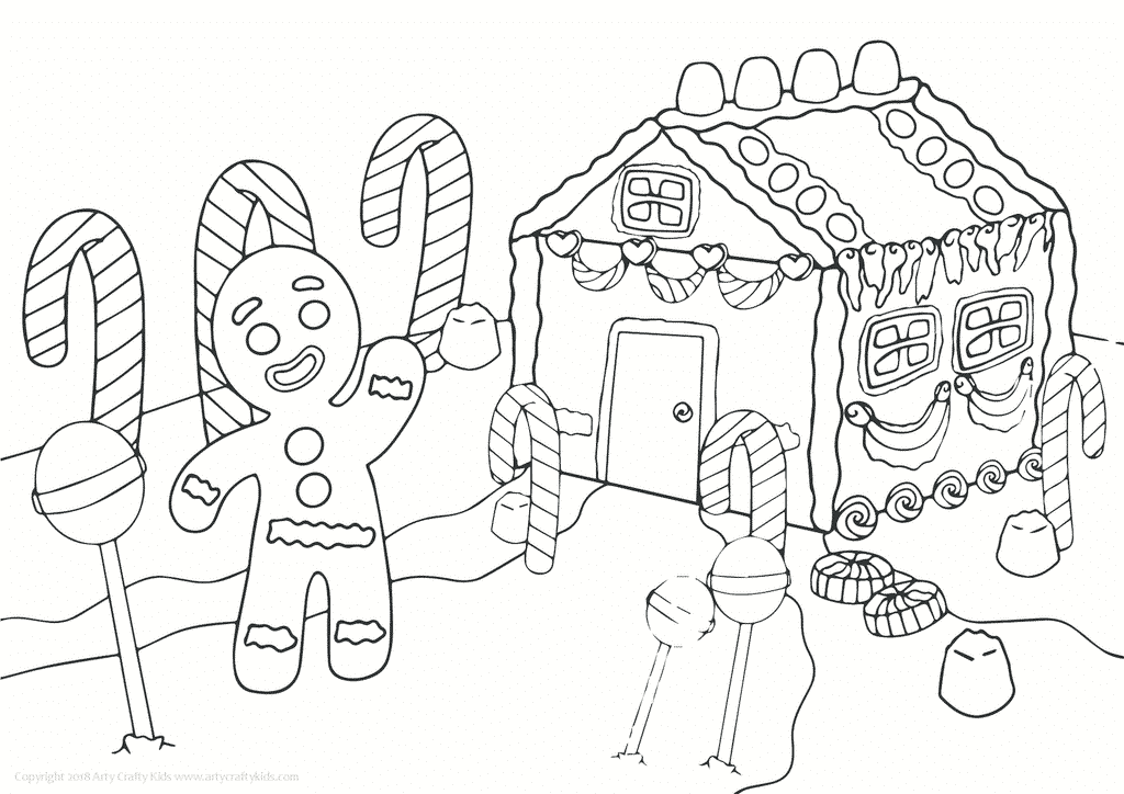 Gingerbread House Colouring Page Arty Crafty Kids