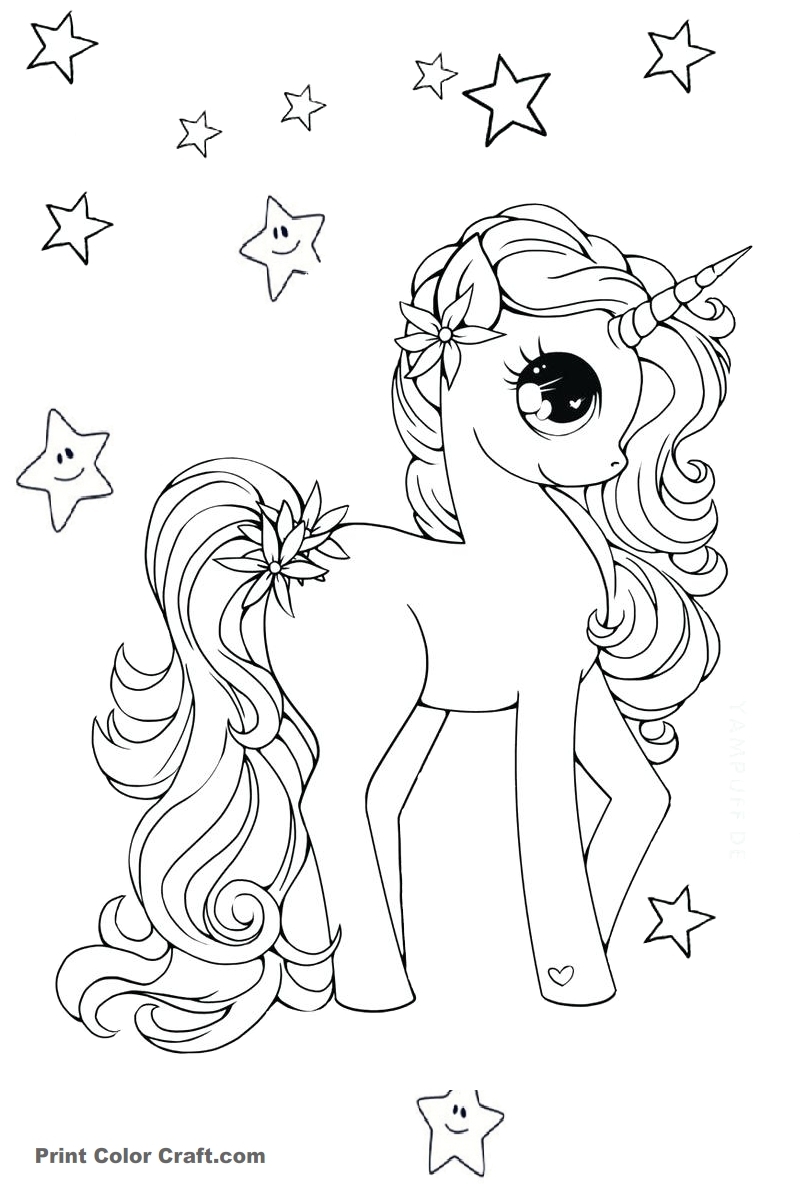 Girly Unicorn Coloring Pages For Girls Print Color Craft
