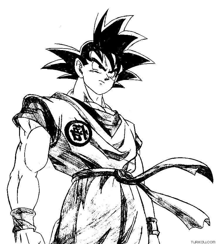 Goku Drawing Coloring Page Turkau