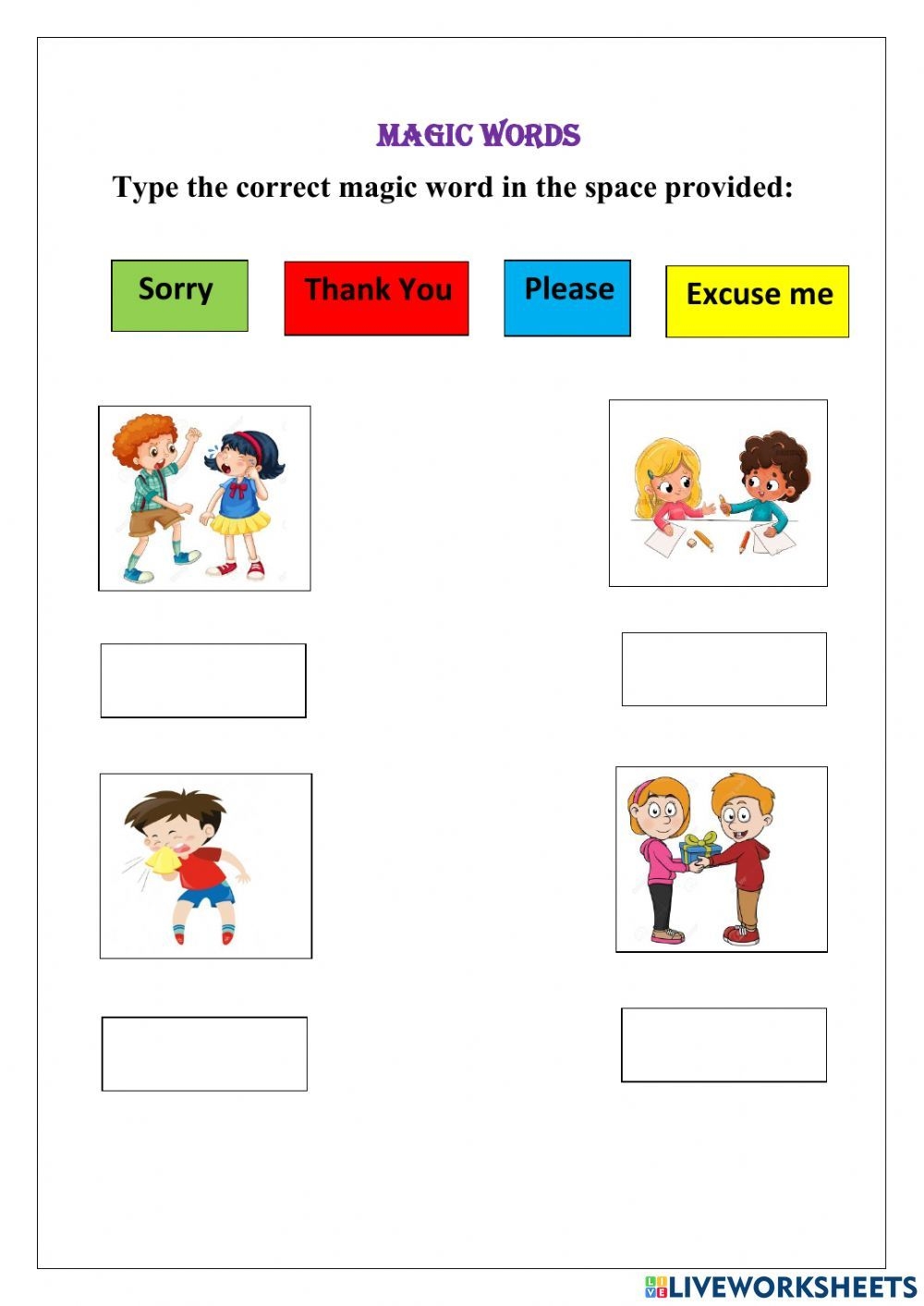 Golden Words Interactive Worksheet Magic Words Kids Worksheets