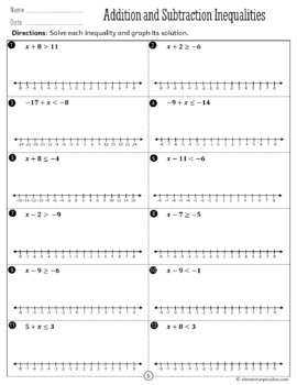 Graphing And Solving One Step Inequalities Worksheets By 