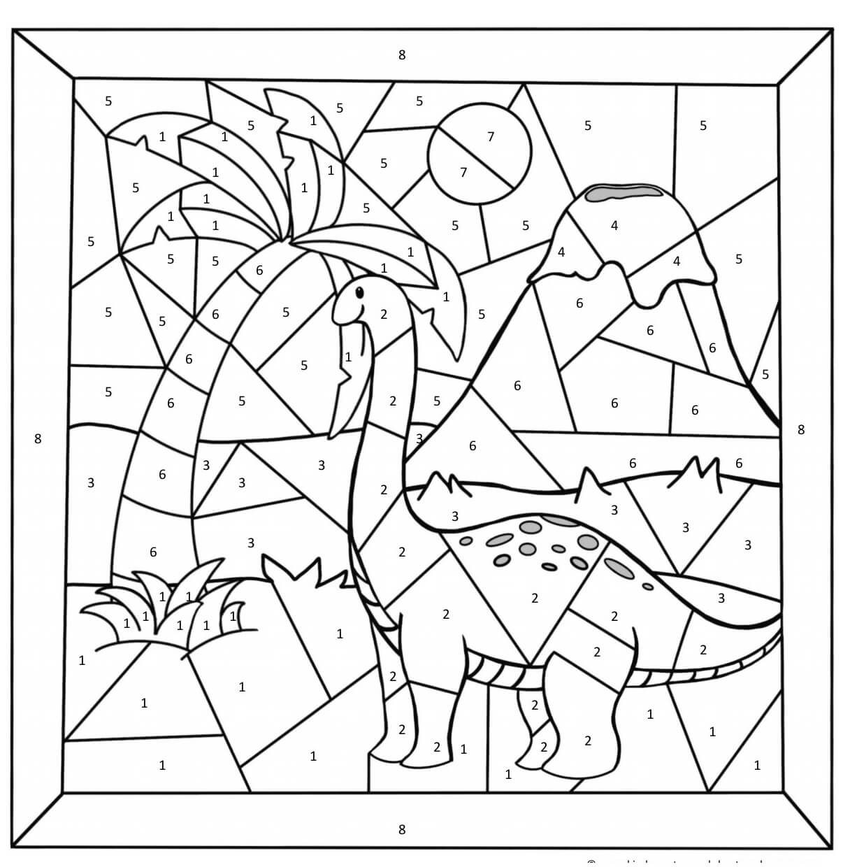 Great Dinosaur Color By Number Download Print Now 