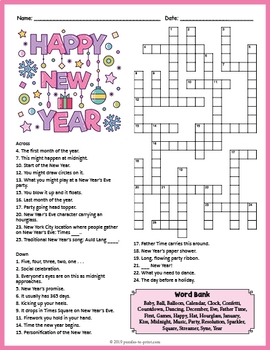 Happy New Year Crossword Puzzle By Puzzles To Print TpT
