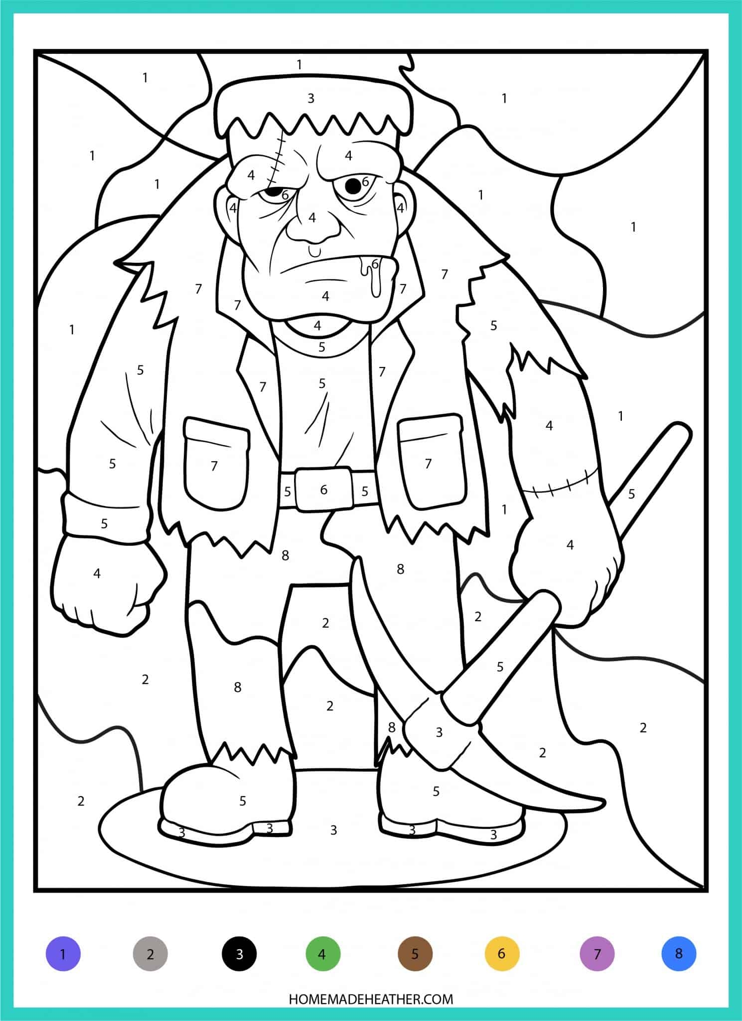 Hard Color By Number Halloween Coloring Pages