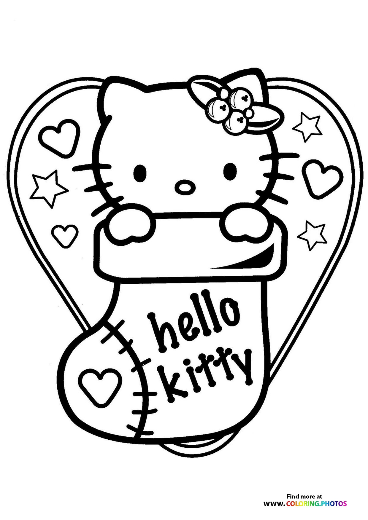 Hello Kitty Christmas Stocking Coloring Pages For Kids