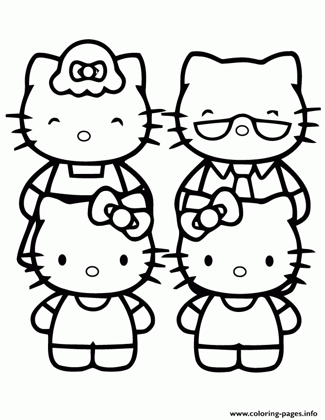 Hello Kitty Family Coloring Page Printable
