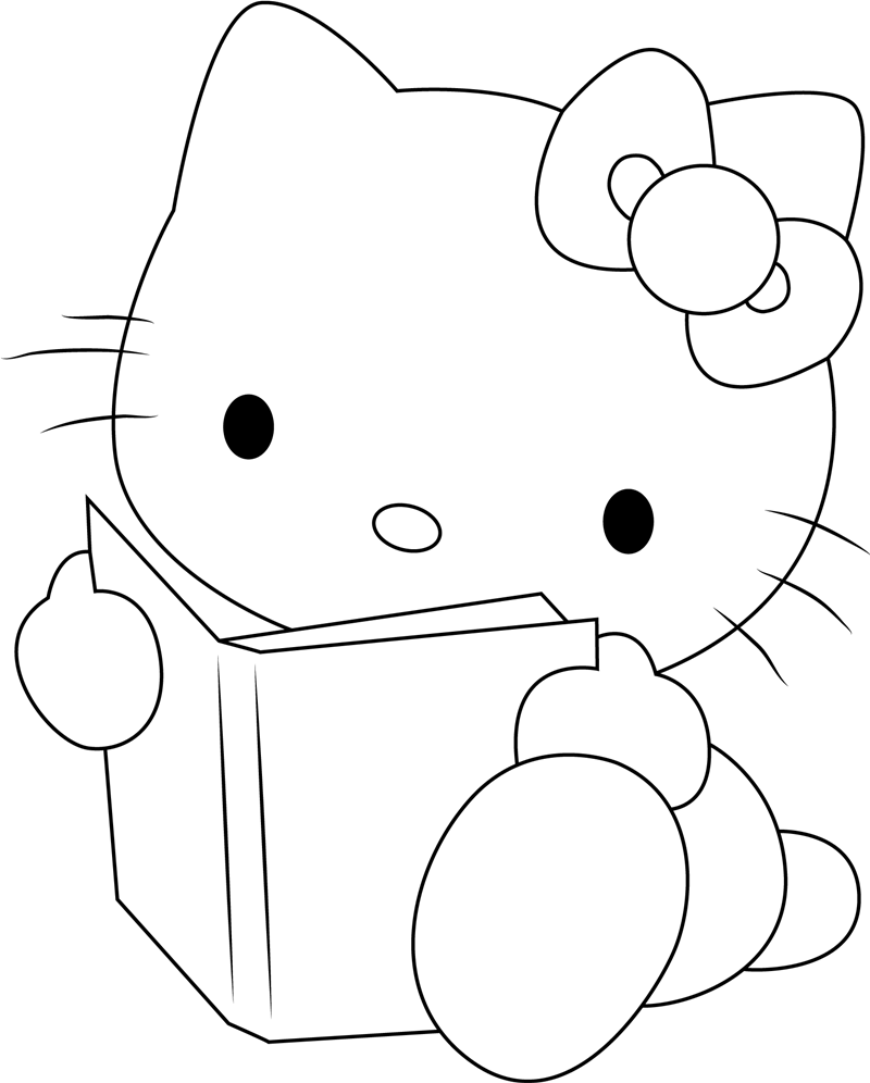 Hello Kitty Reading Book Coloring Page Free Printable Coloring Pages 