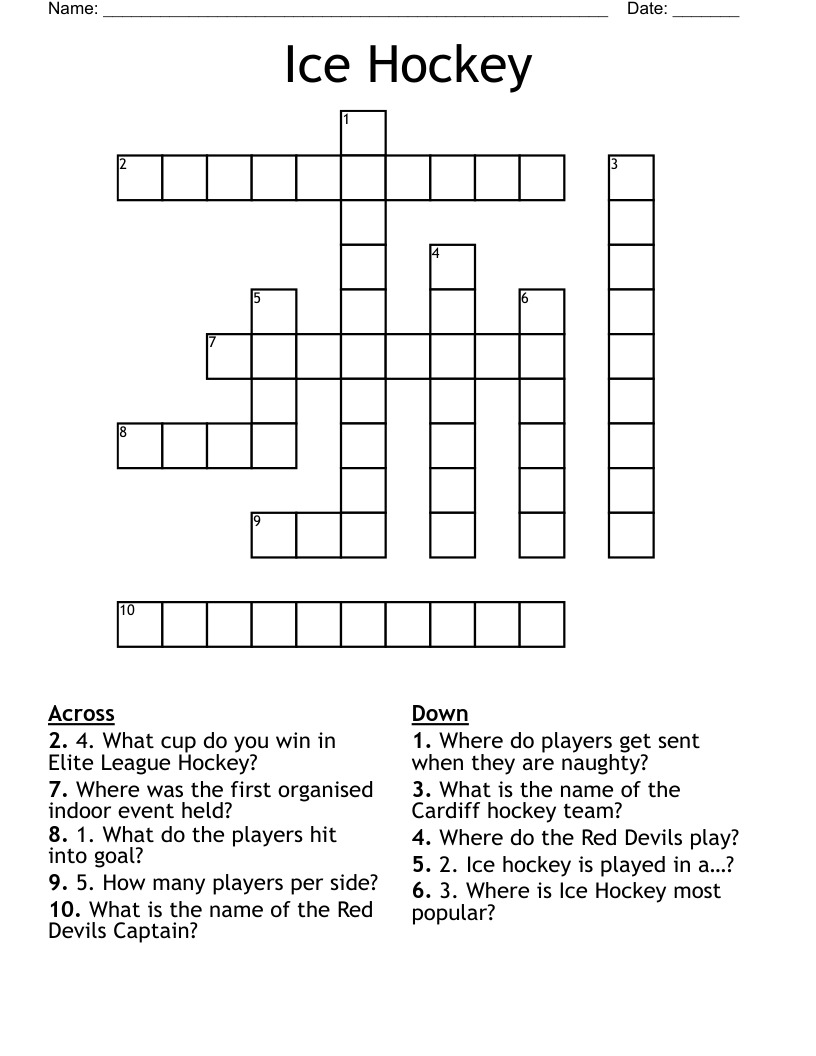 Hockey Crosswords Word Searches Bingo Cards WordMint