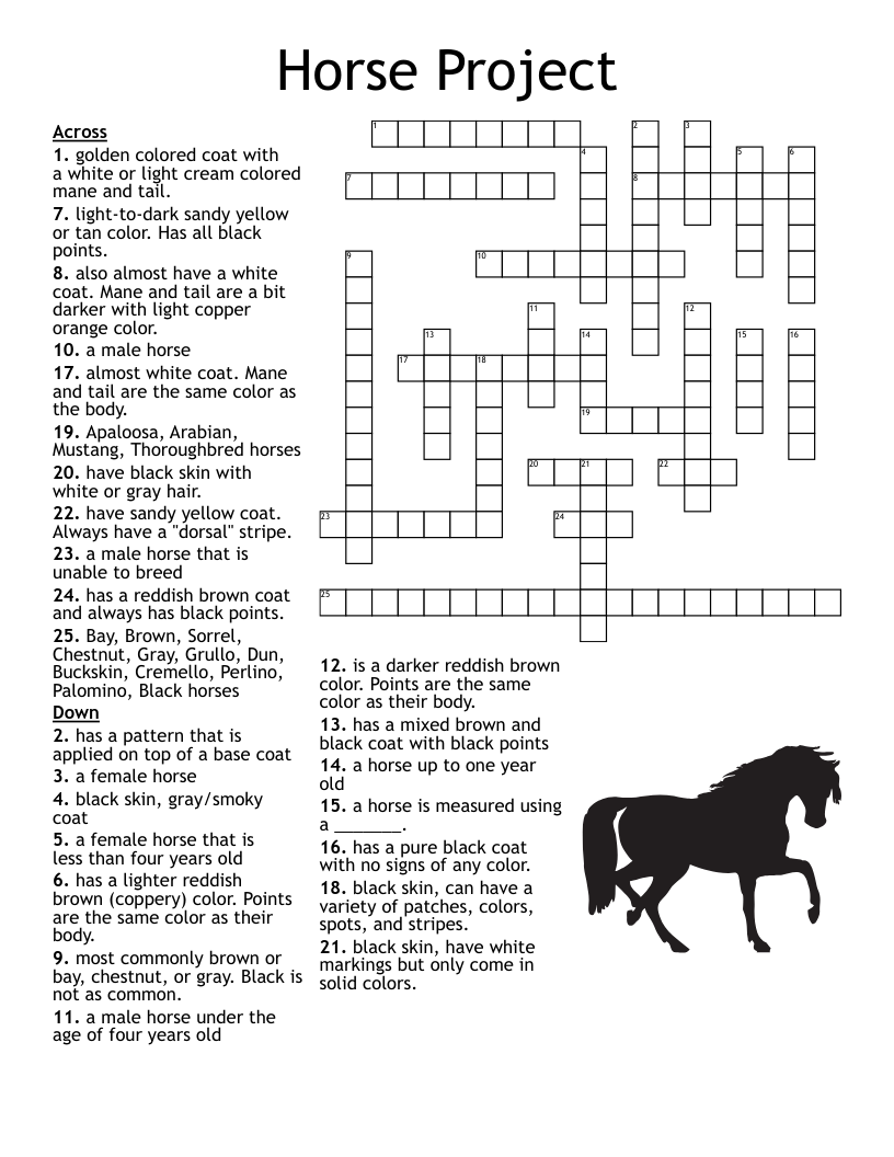 Horse Crossword Puzzle Printable Printable Crossword Vrogue co