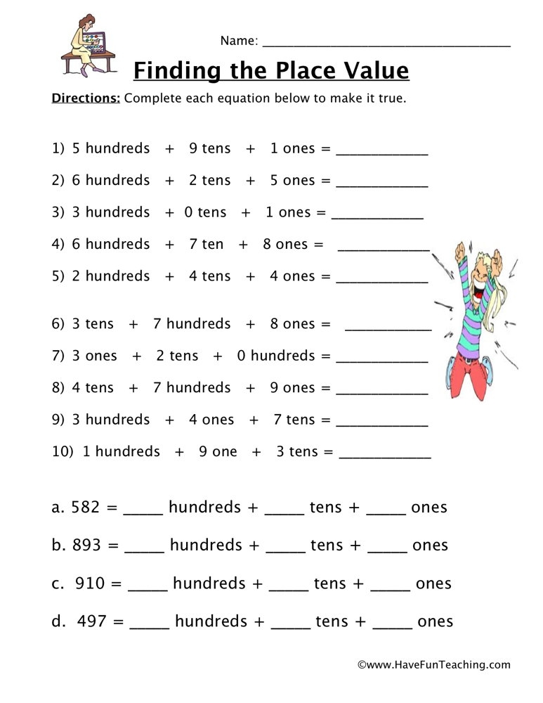HTO Place Value Worksheet Have Fun Teaching
