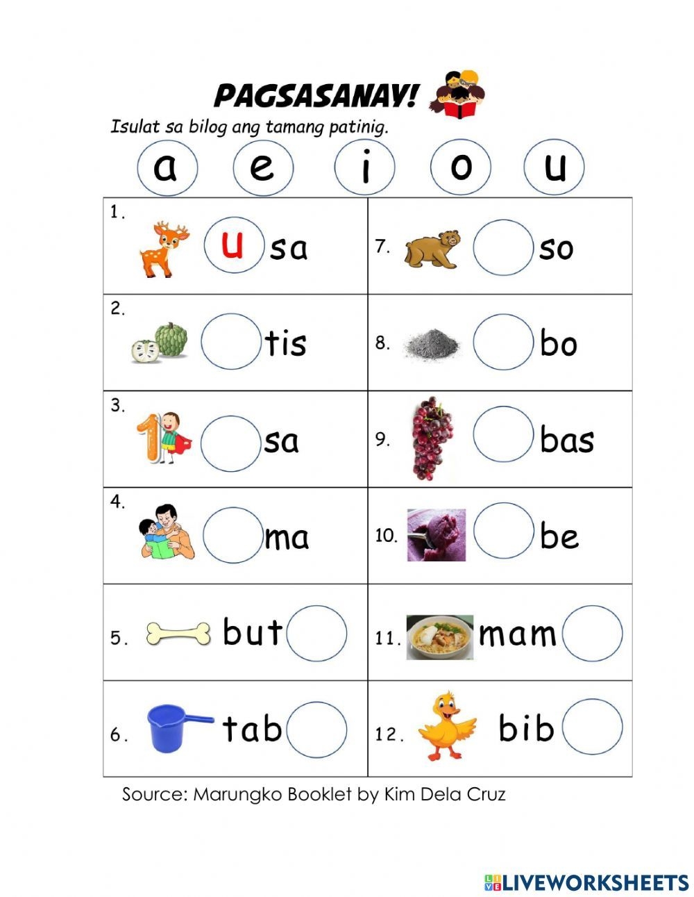 Isulat Ang Tamang Patinig Worksheet 1st Grade Worksheets Powerpoint 