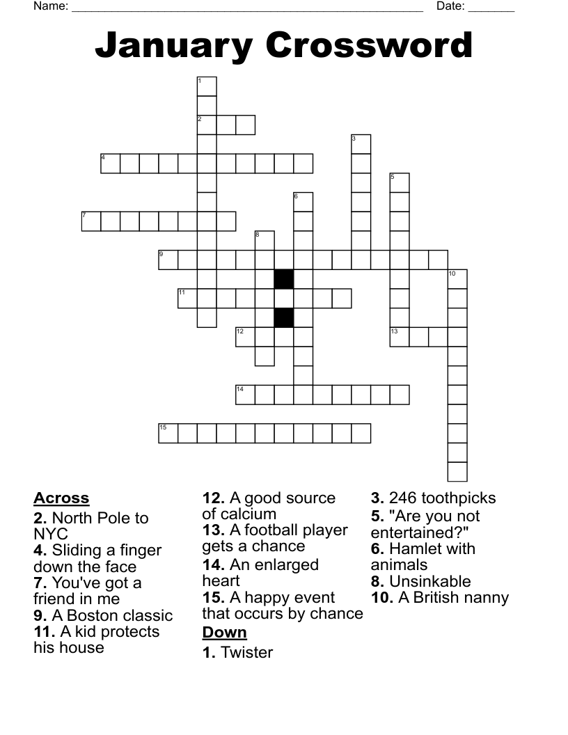 January Crossword WordMint