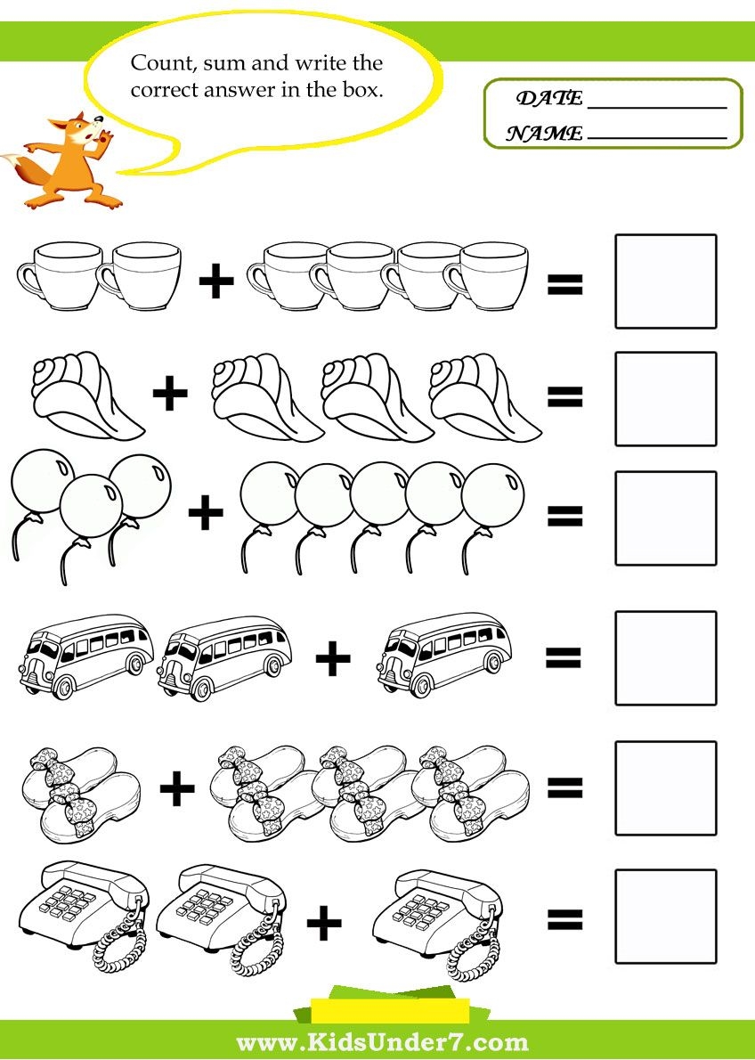 Kids Under 7 Kids Math Worksheets Kindergarten Worksheets Math 
