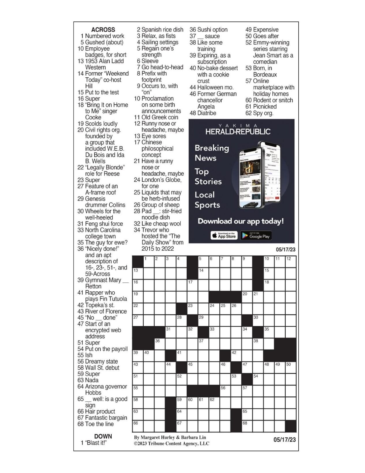 LA Times Crossword May 17 2023 Crosswords Yakimaherald