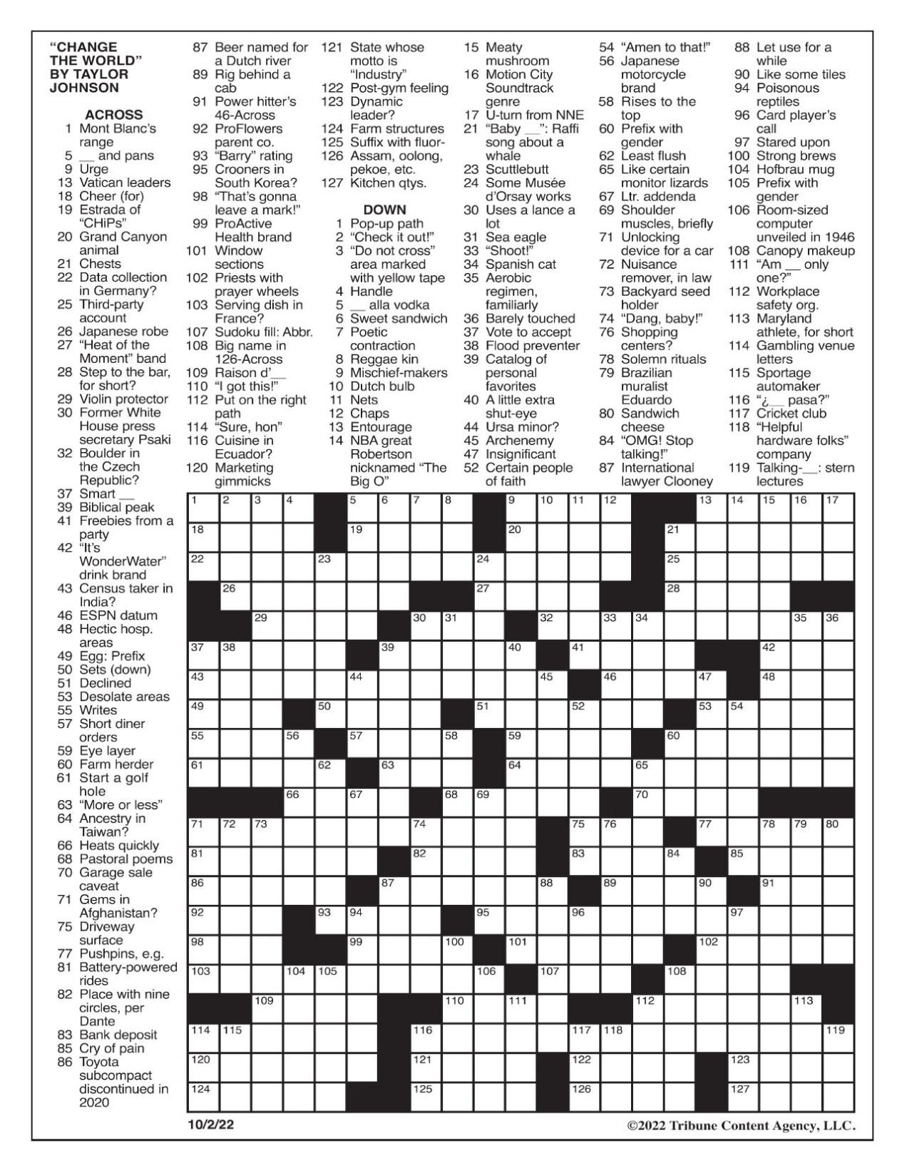 LA Times Crossword Oct 2 2022 Crosswords Yakimaherald