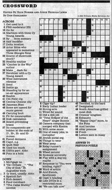 La Times Crossword Print Out