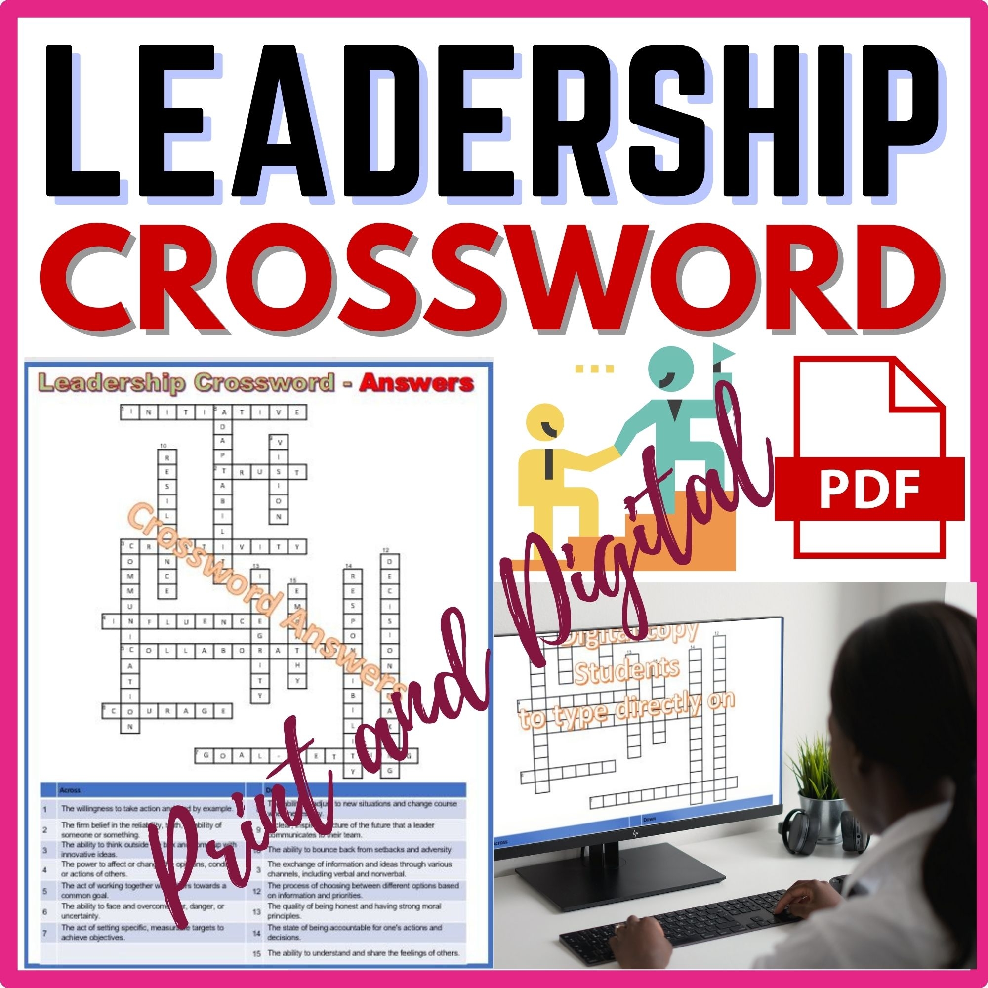 Leadership Crossword Puzzle Digital And Print With Answers Made By 