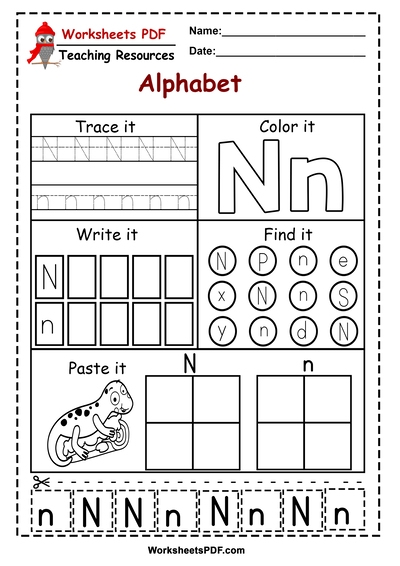 Letter N Worksheets PDF Recognize Trace Print