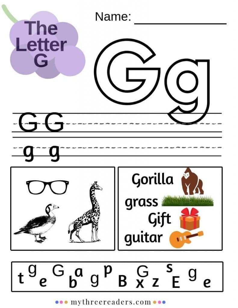 Letter Recognition Phonics Worksheet G Uppercase Super Simple 