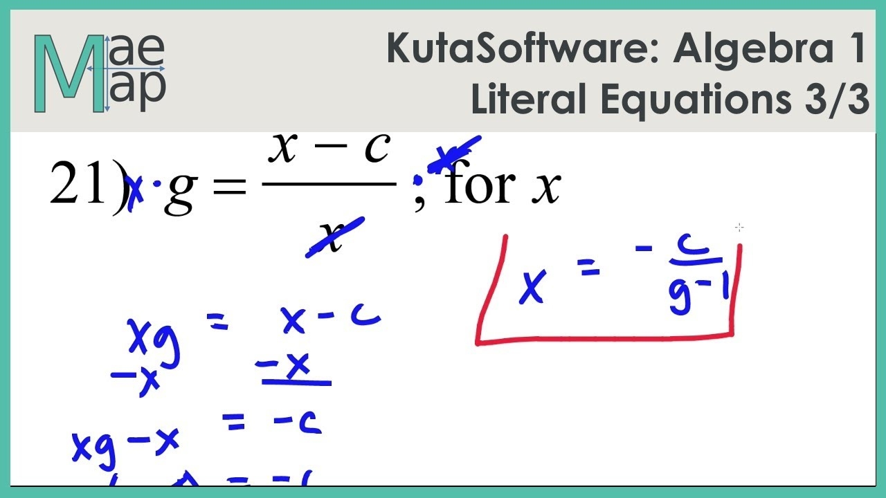 Literal Equations Worksheet Answers
