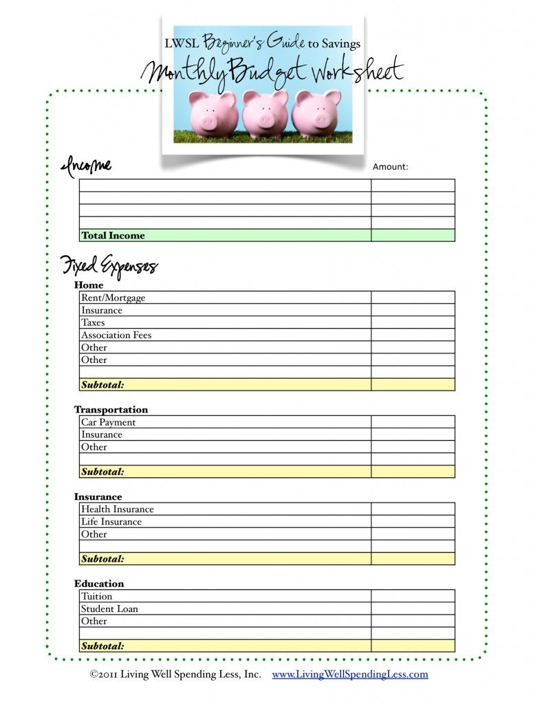 Living Expenses Spreadsheet Free Budget Worksheet Well Db excel