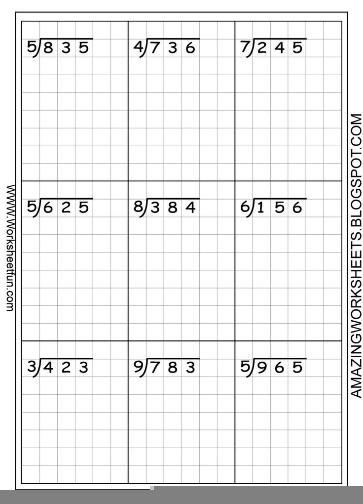 Long Division Worksheets Grade 4 With Grid Long Division Worksheets