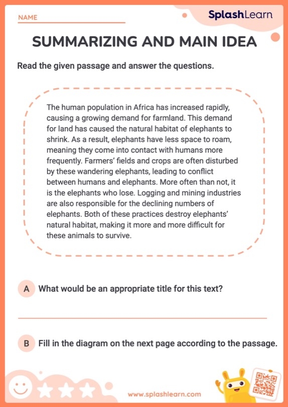 Main Idea Supporting Details Worksheets K5 Learning Worksheets 