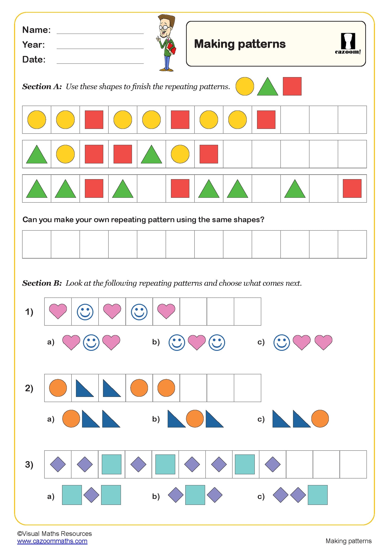Making Patterns Worksheet Key Stage 1 PDF Geometry Worksheets 