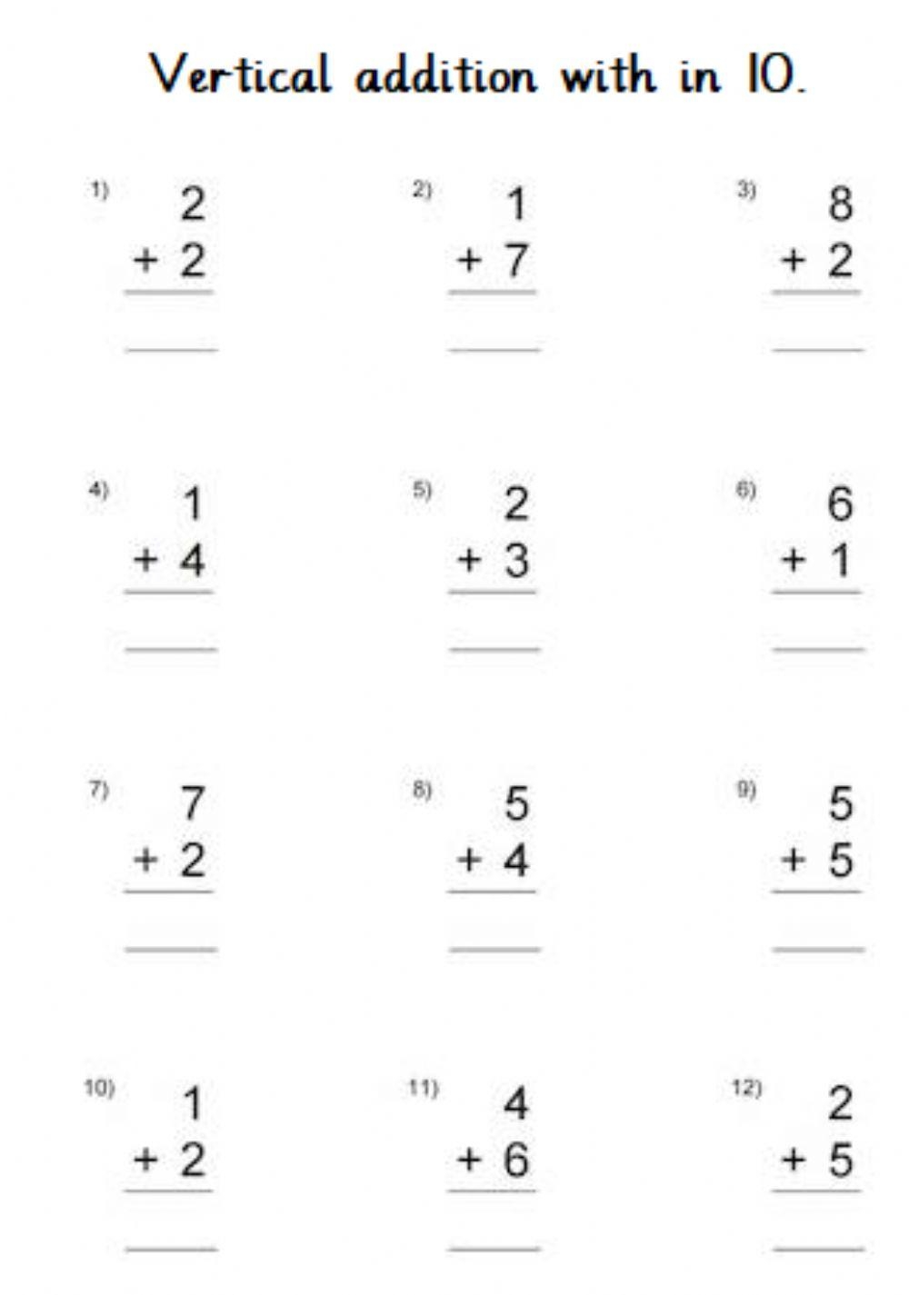 Math Addition Worksheet Worksheets Worksheets Worksheets Library