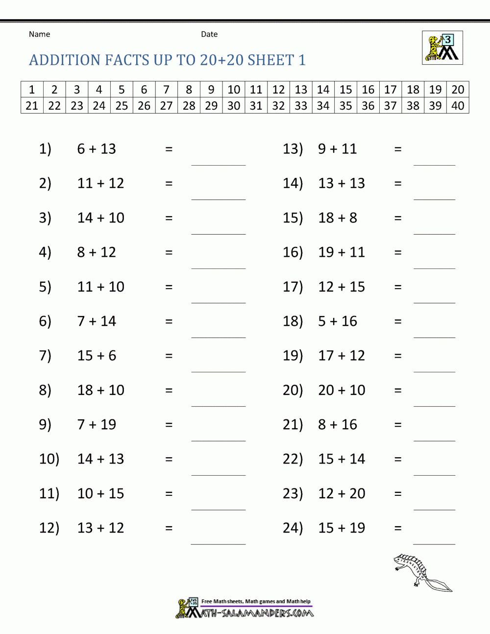 Math Fact Worksheet Generator