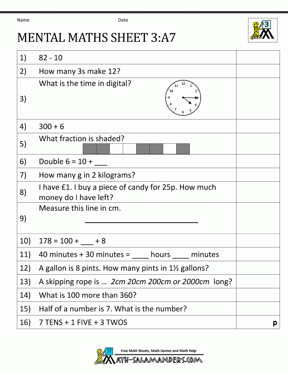 Maths Worksheets For Year 7