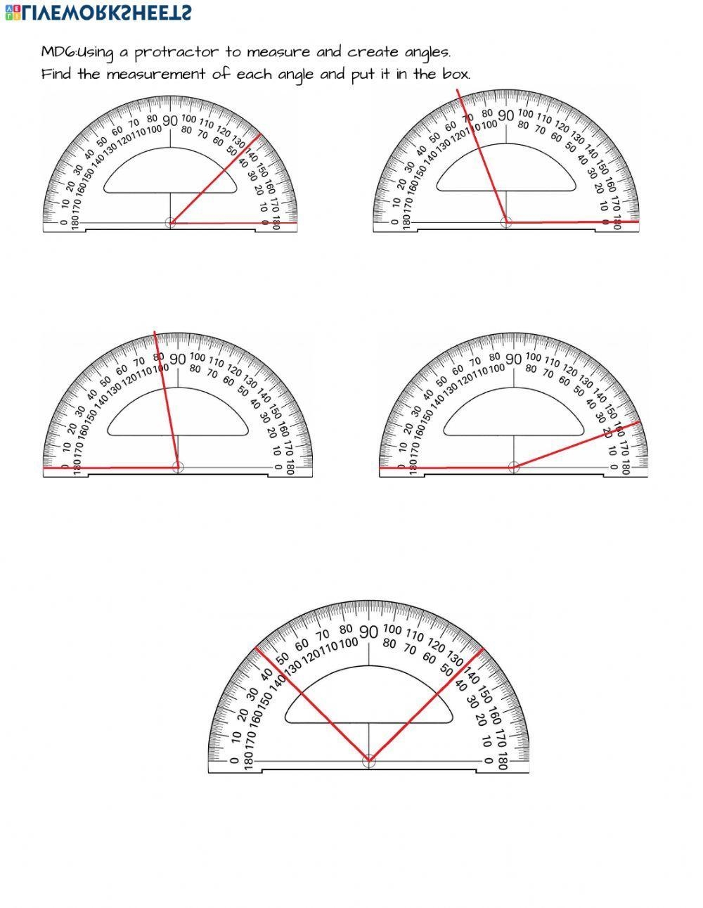 Measuring Angles With A Protractor Worksheet Maths Year 5 