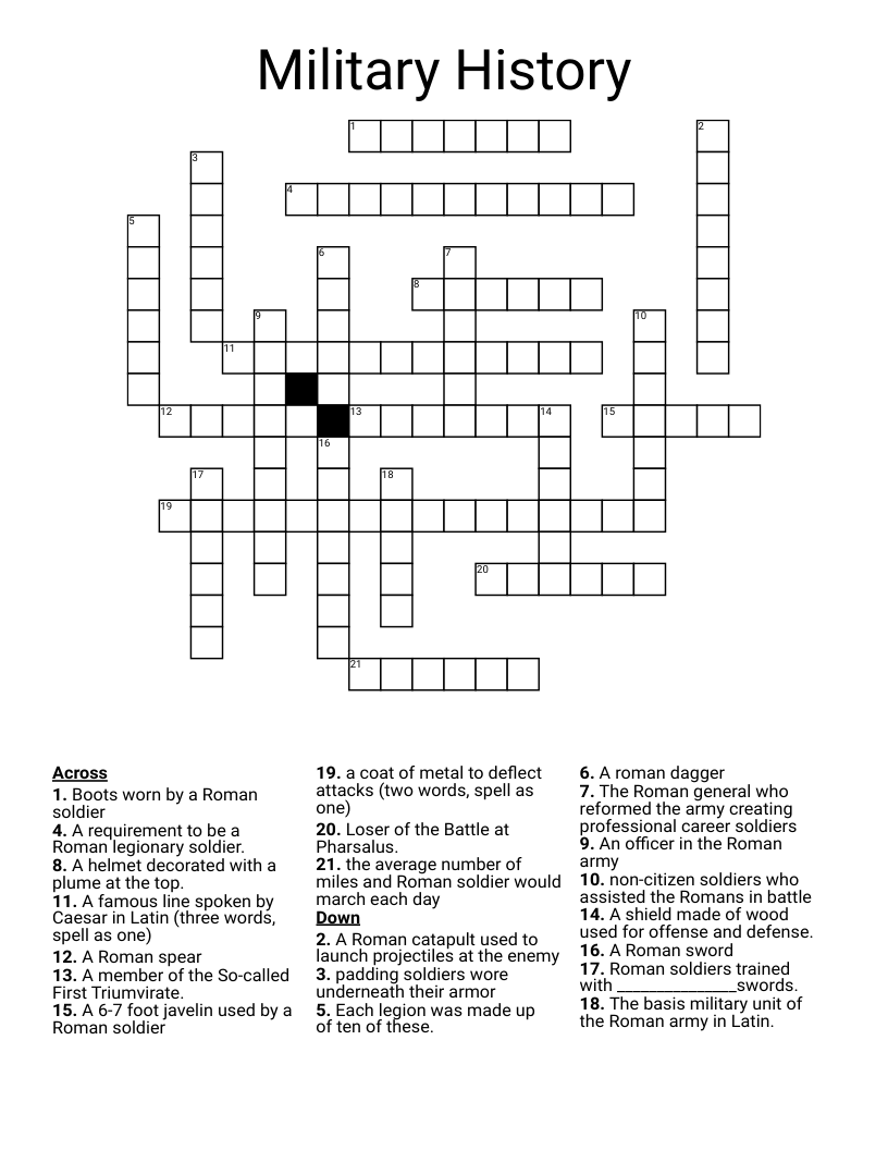 Military History Crossword WordMint