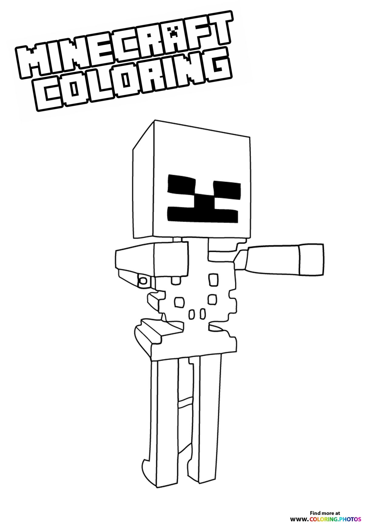 Minecraft Skeleton Character Coloring Pages For Kids