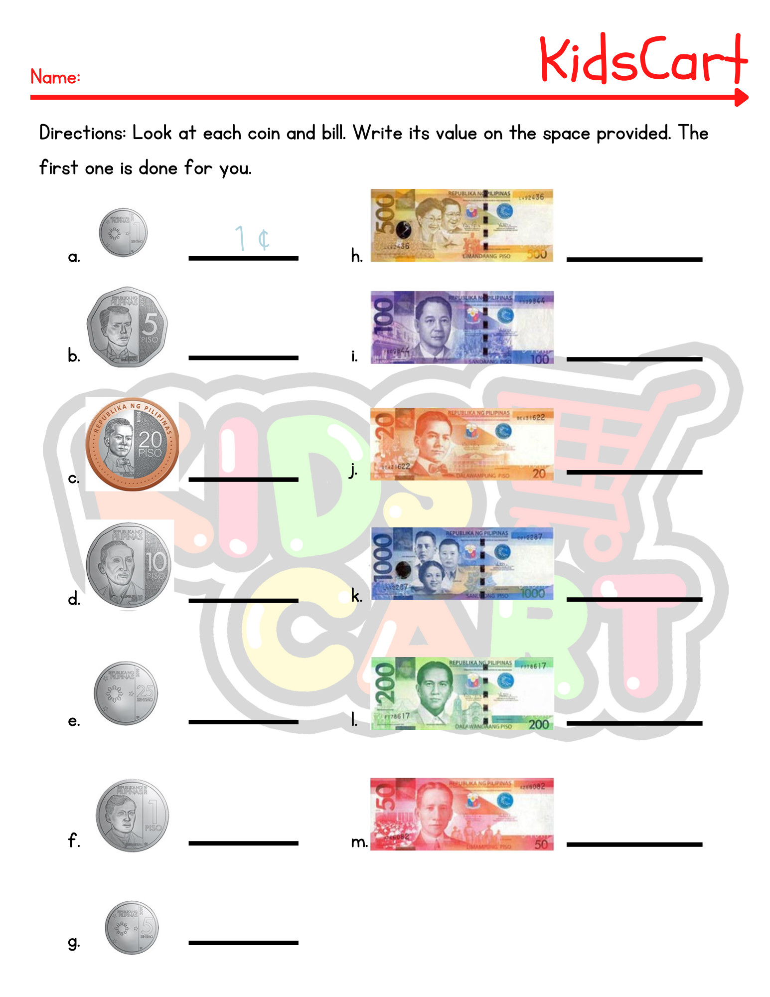 Money Worksheets For Kindergarten Philippines Printable Online