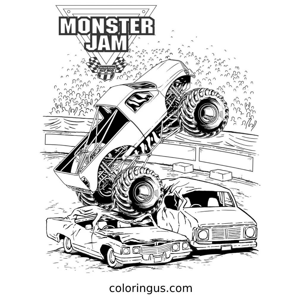 Monster Jam Coloring Pages Free Printable PDF 