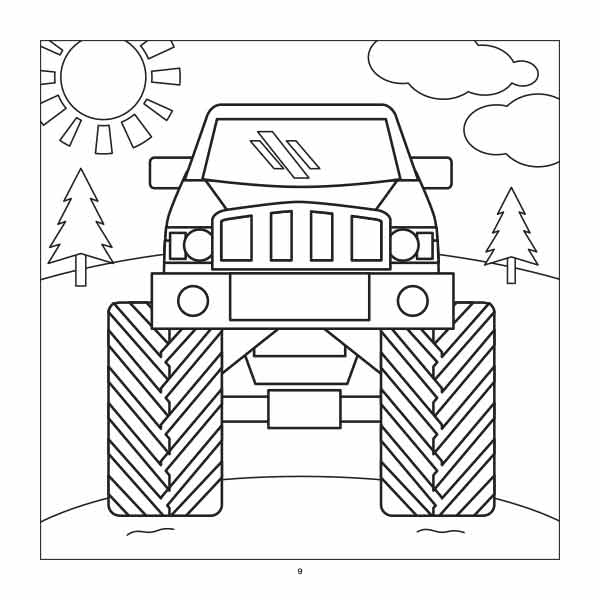 Monster Truck Coloring Book For Kids Ages 2 4 Happy Little Llama