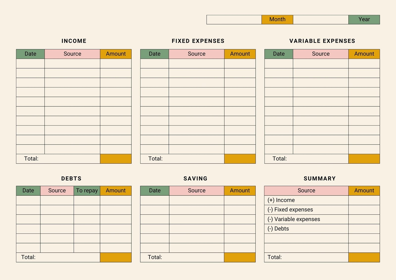 Monthly Budget Planners 20 FREE Printables Printabulls Worksheets 
