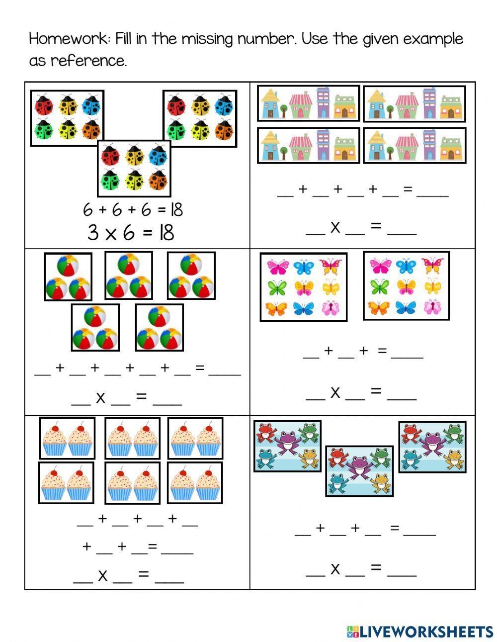 Multiplication Sentence Repeated Addition Worksheet Live Worksheets 
