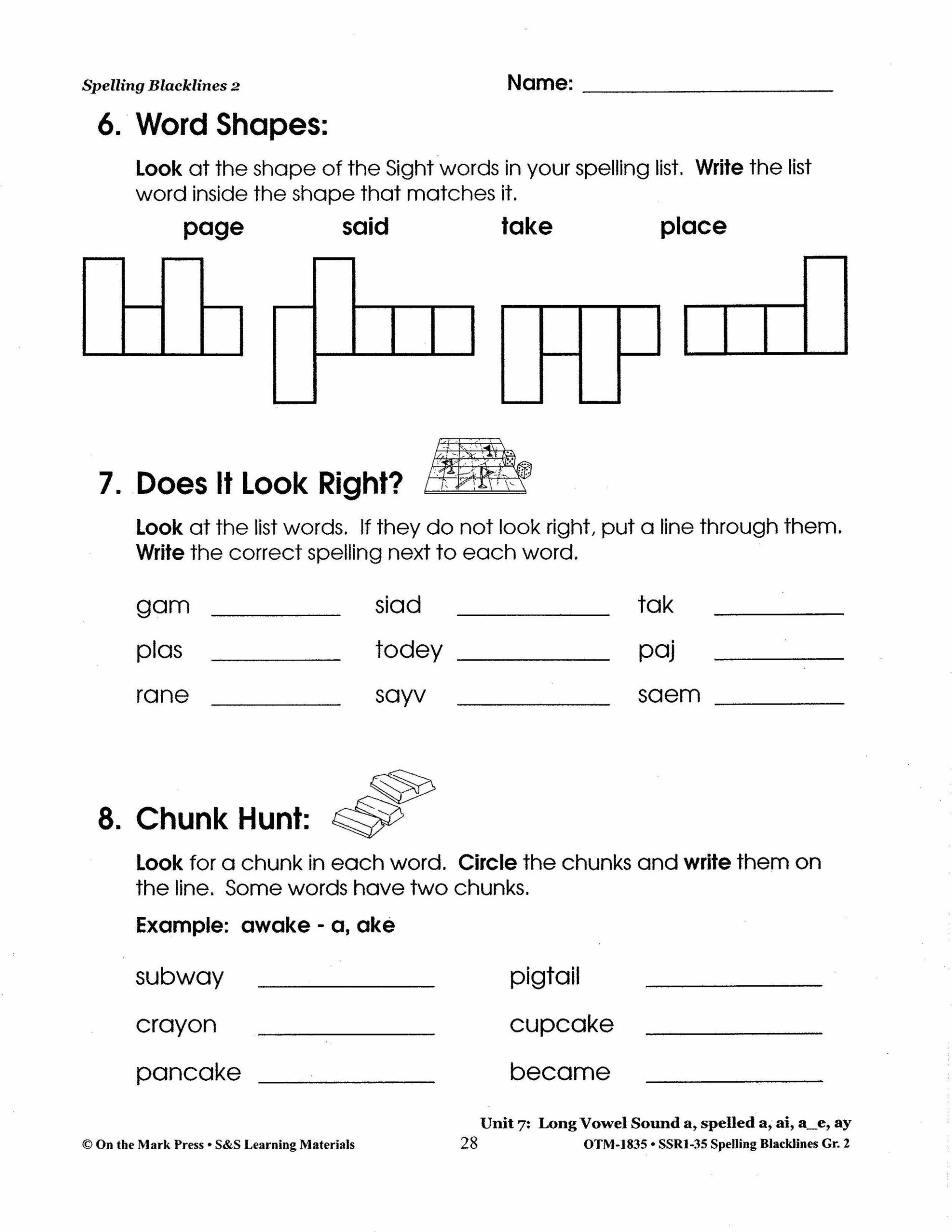 My Body English Spelling Worksheet English Treasure Trove 