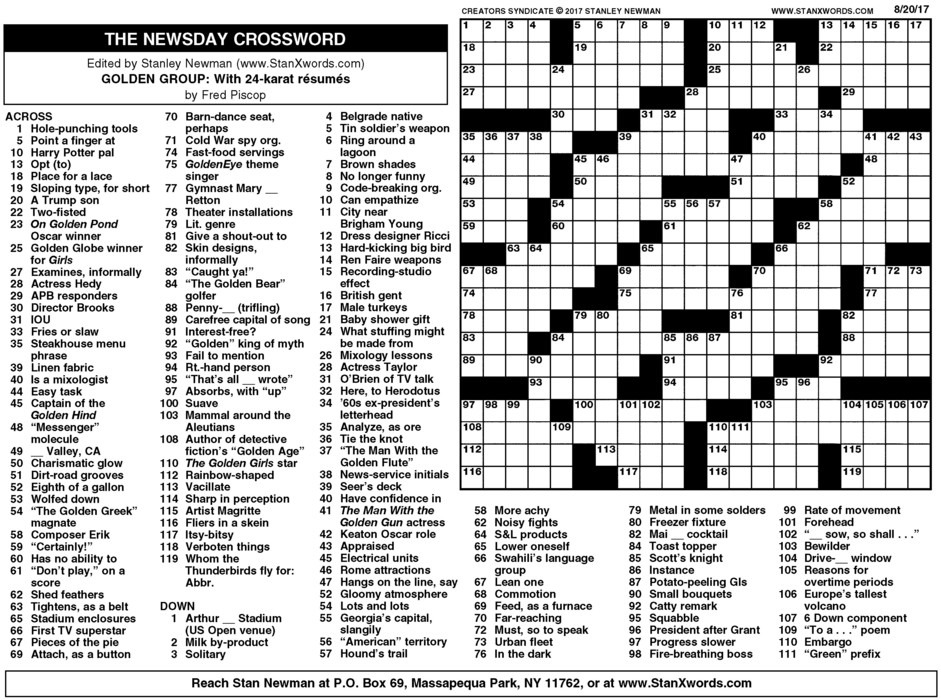 Newsday Crossword Sunday Creators Syndicate
