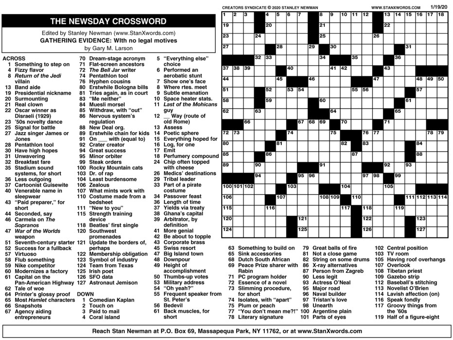 Newsday Crossword Sunday Creators Syndicate